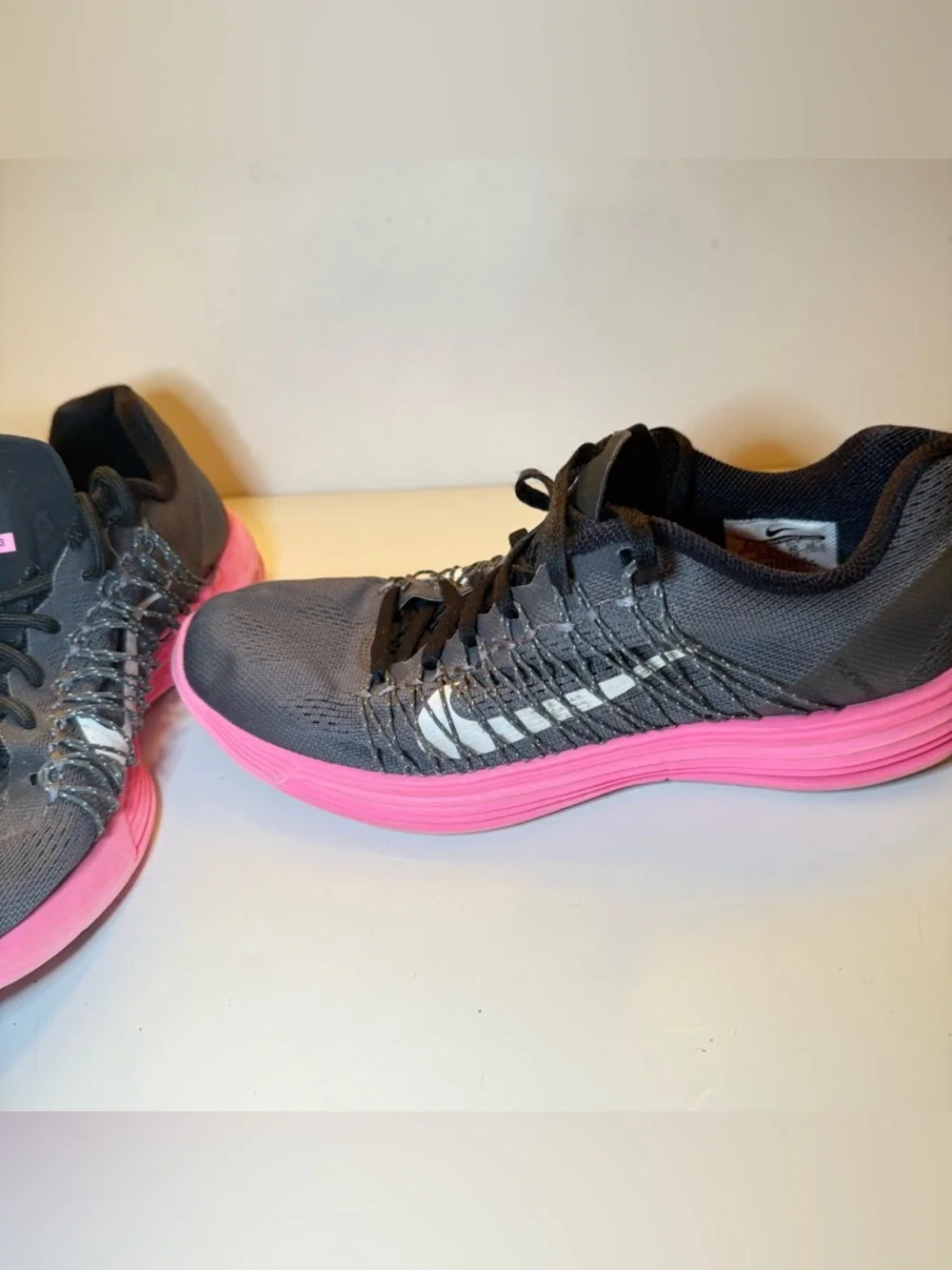 Nike Women's Black with Pink Sole Lunarlacer Running Shoes